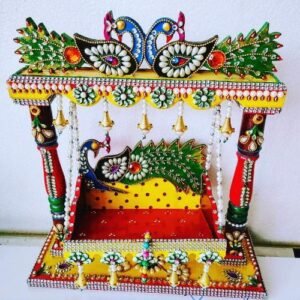 Laddu”Embracing Divinity at Home: The Enchantment of a Handmade Wooden Laddu Gopal Swing (Jhula)”Laddu