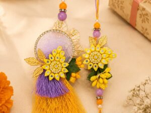 yellow fancy rakhi